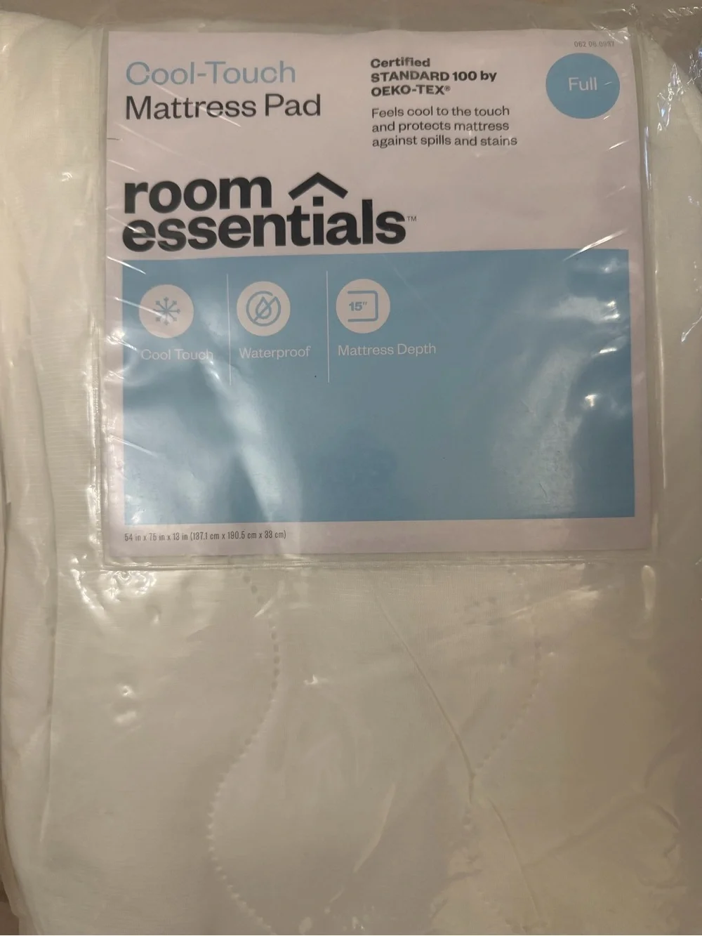 Room Essentials White Cool-Feel Mattress Pads (Pair). Full size, both for $25